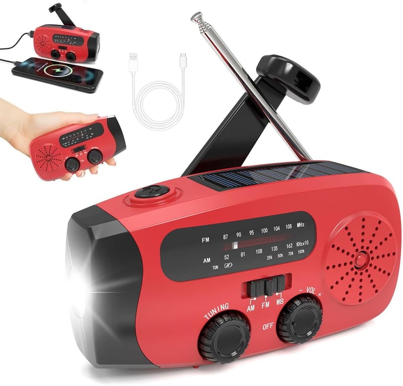 Handkurbel-Radio mit Taschenlampe und USB-Ladegerät für Outdoor-Aktivitäten
