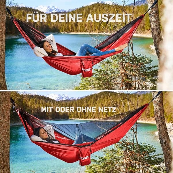 Doppelhängematte mit Moskitonetz für 2 Personen | 300 kg Traglast