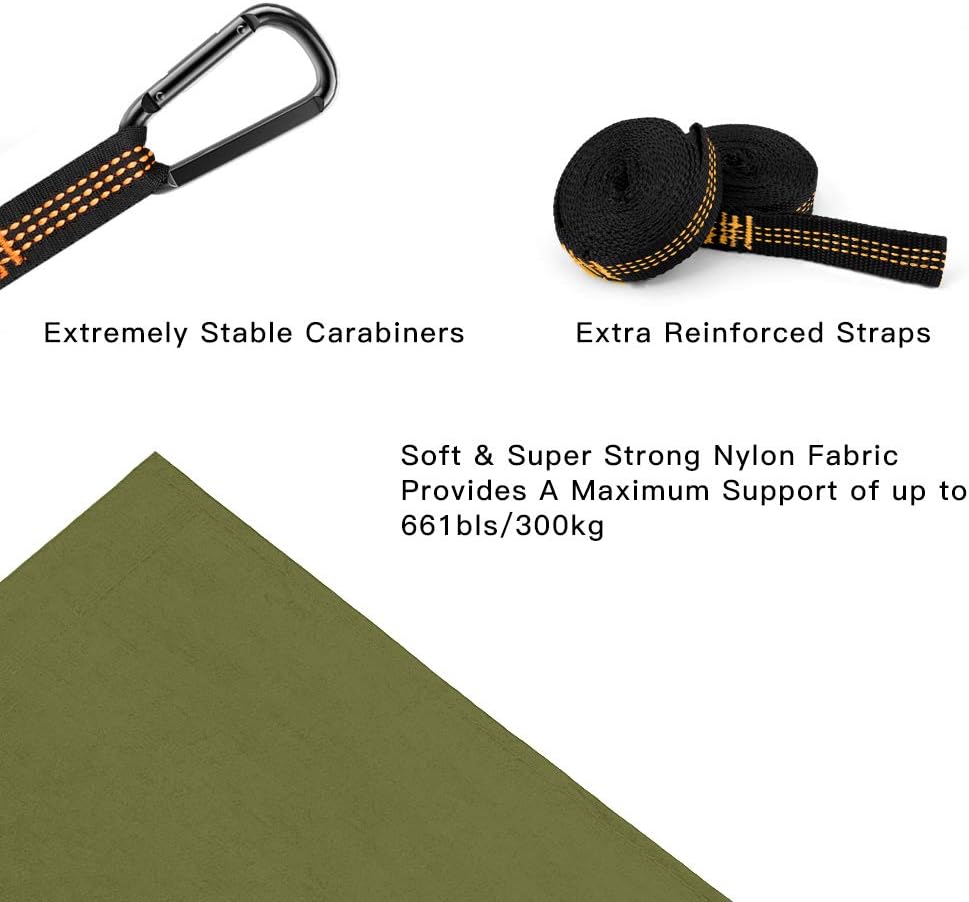 Ultraleichte 2-Personen Campinghängematte mit 300kg Traglast aus Fallschirm-Nylon