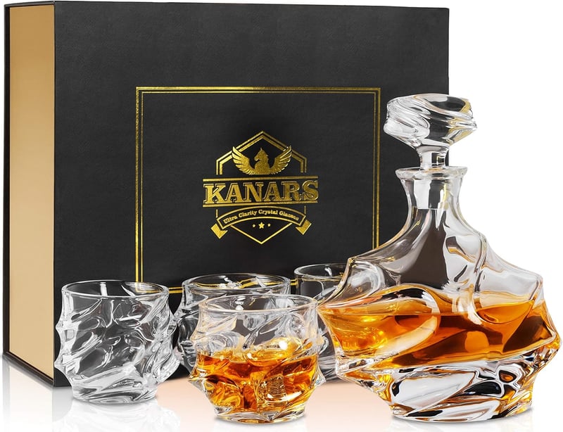 Glas Set für Whisky und Cognac, 750 ml Dekanter mit 4 Gläsern