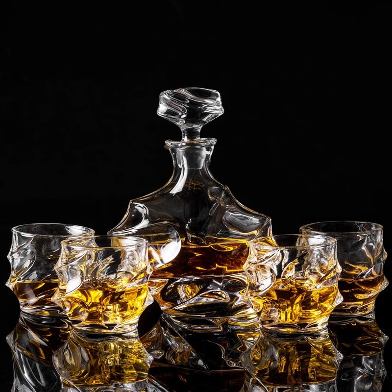 Glas Set für Whisky und Cognac, 750 ml Dekanter mit 4 Gläsern