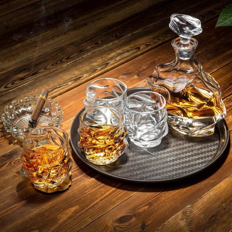 Glas Set für Whisky und Cognac, 750 ml Dekanter mit 4 Gläsern
