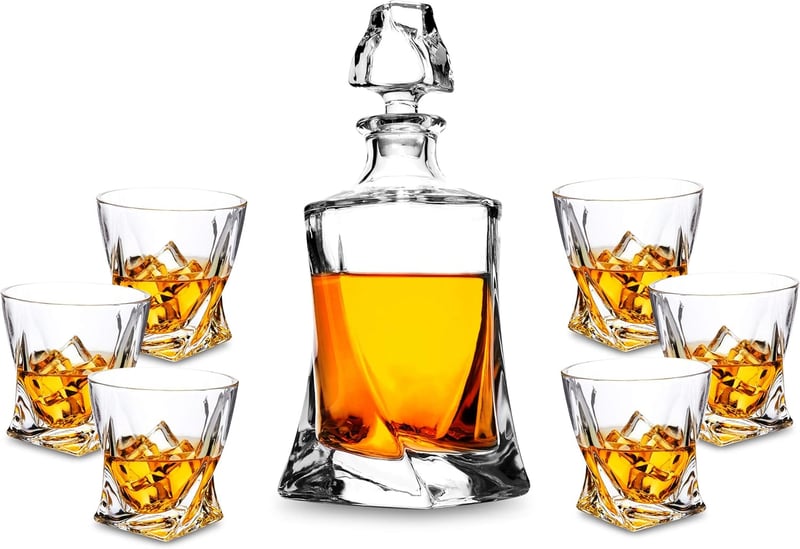 Whisky Karaffe Set mit 7 Teilen – Bleifreie Kristallgläser in Geschenkbox