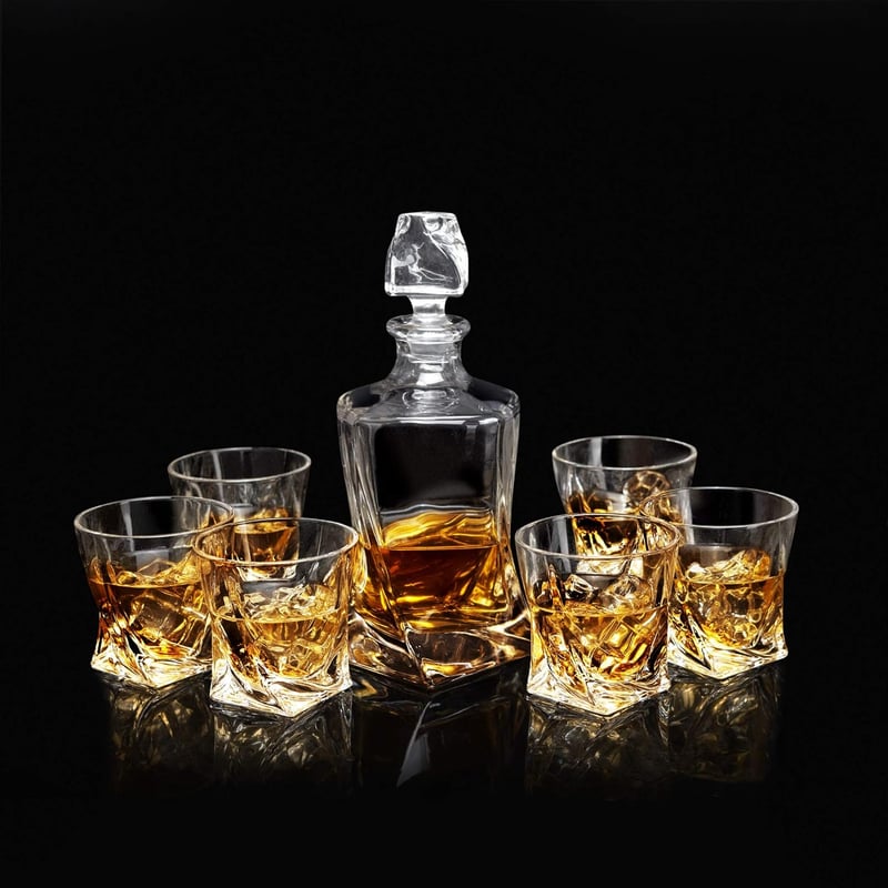 Whisky Karaffe Set mit 7 Teilen – Bleifreie Kristallgläser in Geschenkbox