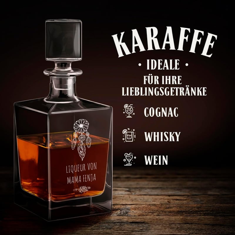 Graviertes Whiskykaraffe-Set mit 2 Whiskygläsern für Genießerinnen