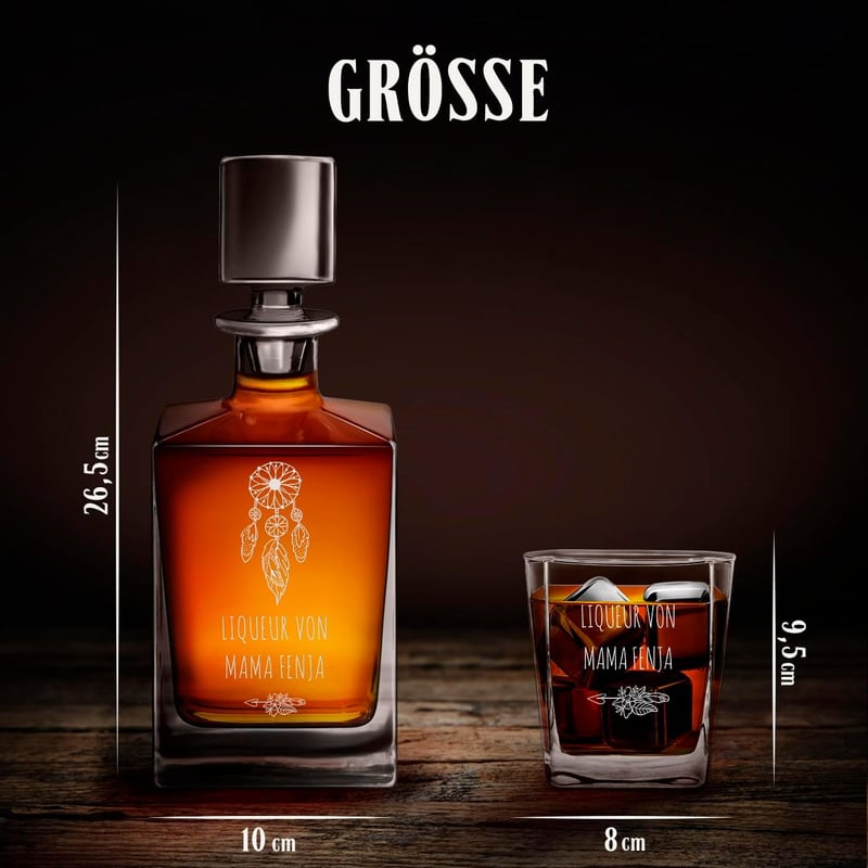 Graviertes Whiskykaraffe-Set mit 2 Whiskygläsern für Genießerinnen