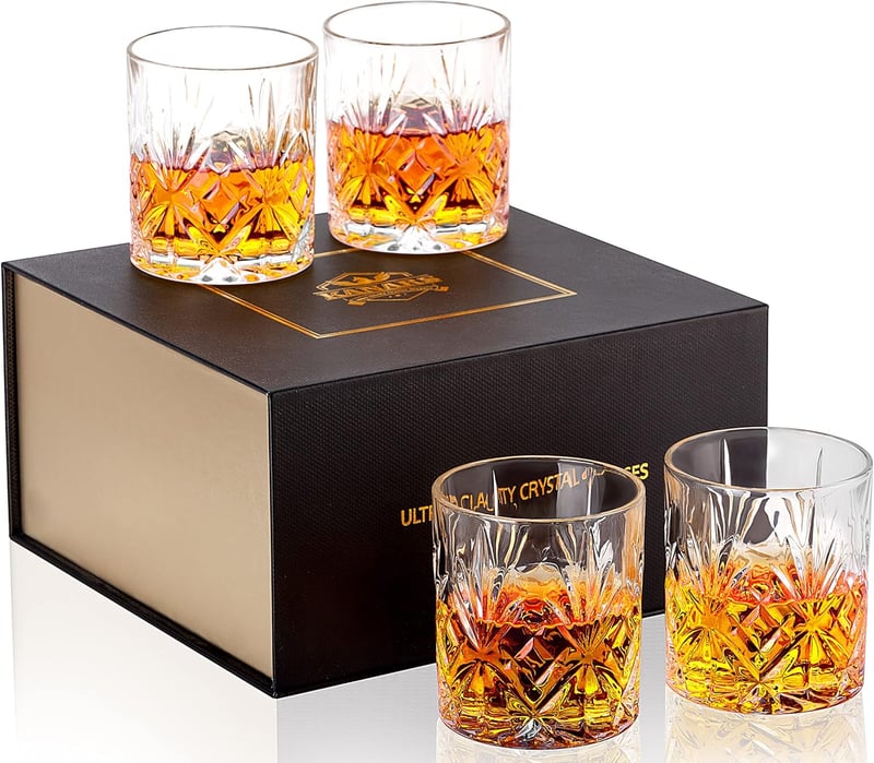 Whiskygläser Set aus bleifreiem Kristall, 4-teilig, perfektes Geschenk für Männer