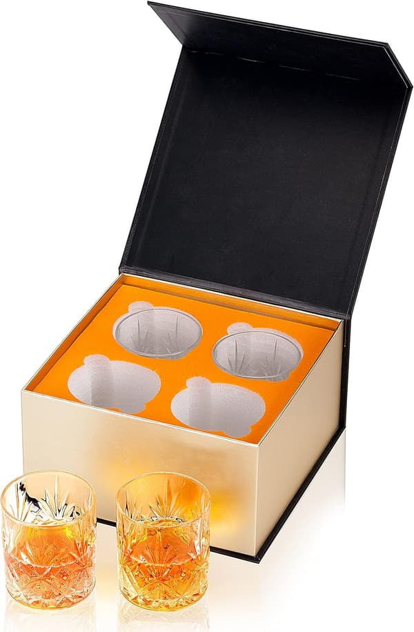 Whiskygläser Set aus bleifreiem Kristall, 4-teilig, perfektes Geschenk für Männer