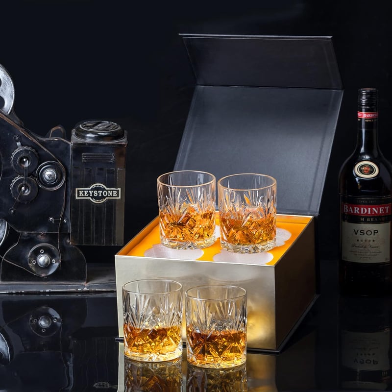 Whiskygläser Set aus bleifreiem Kristall, 4-teilig, perfektes Geschenk für Männer