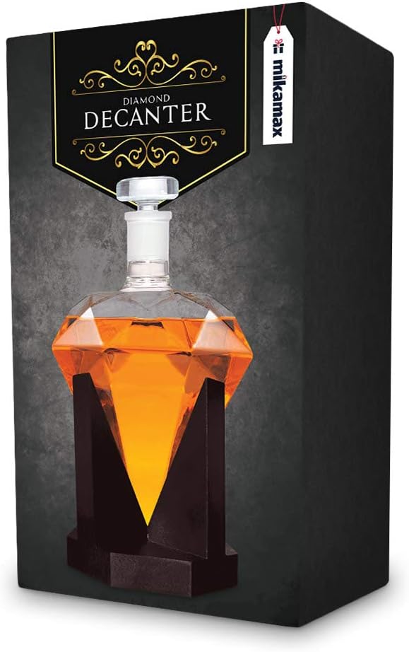Diamant Whisky Karaffe mit Holzstandard - 850 ml - luftdicht