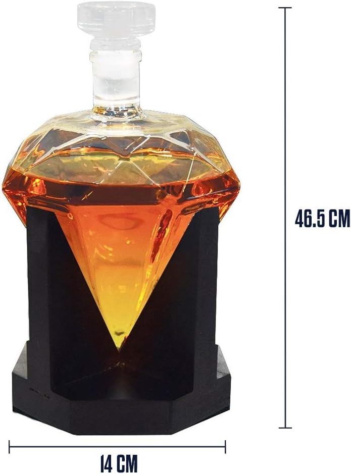 Diamant Whisky Karaffe mit Holzstandard - 850 ml - luftdicht