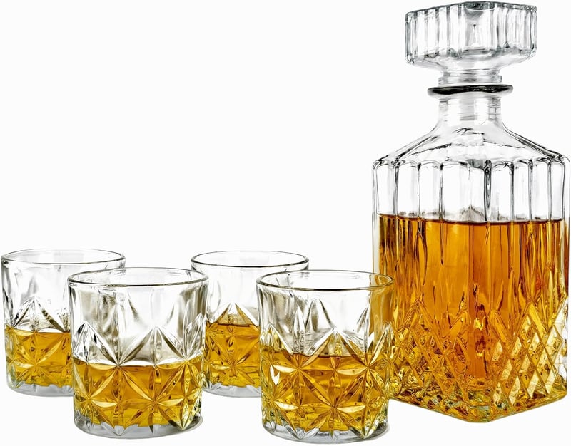 Whisky Dekanter-Set 800 ml mit 4 Gläsern – Kristalloptik