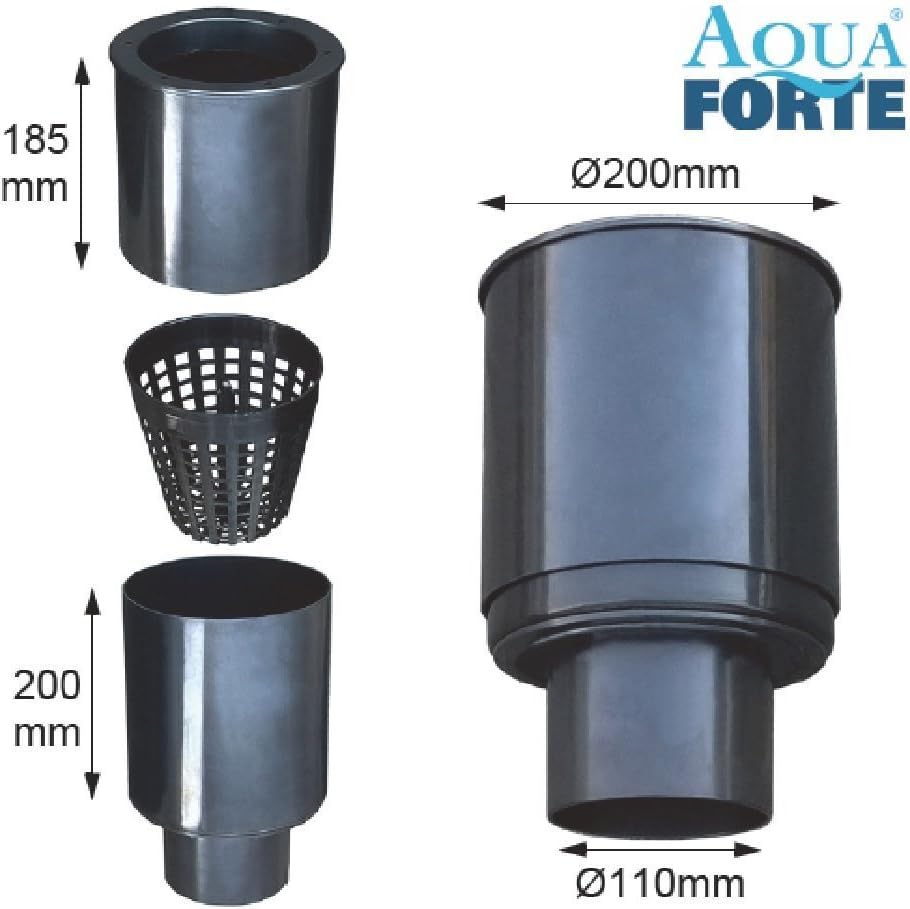 Aquaforte Skimmer für Teiche, Ø200mm, schwarz