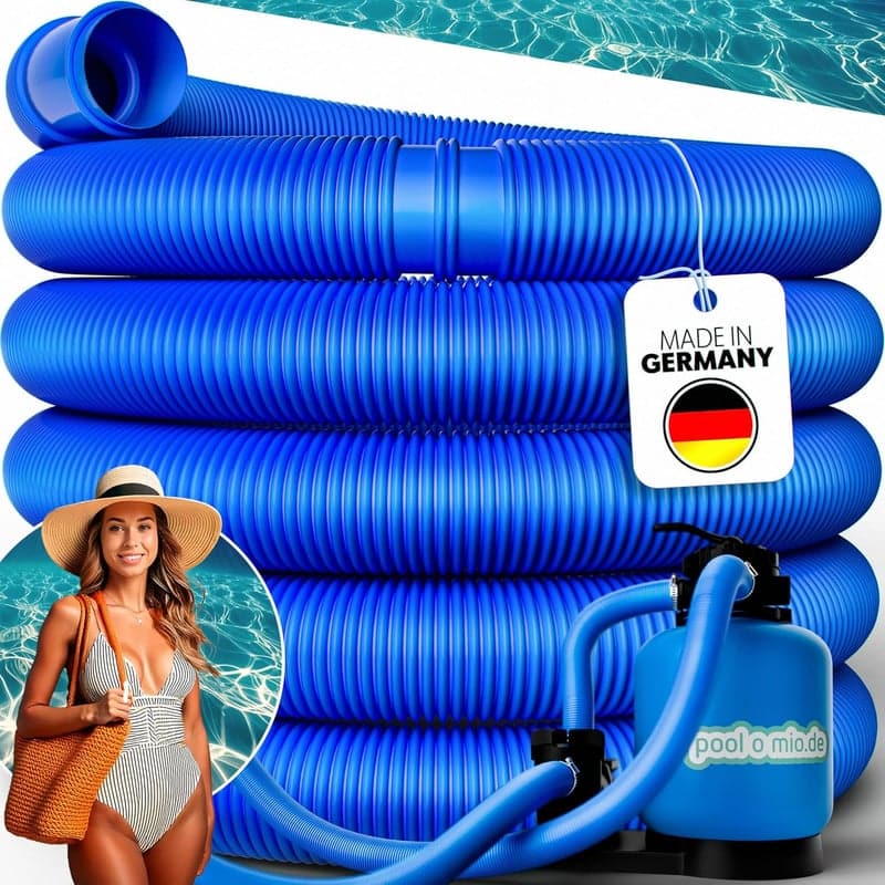 flexibler Poolschlauch 38mm / 9m für Poolpumpe & Poolsauger, UV-beständig