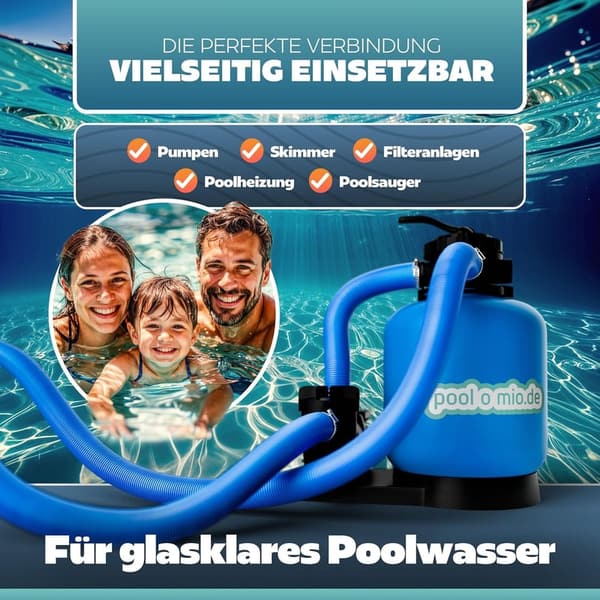 flexibler Poolschlauch 38mm / 9m für Poolpumpe & Poolsauger, UV-beständig