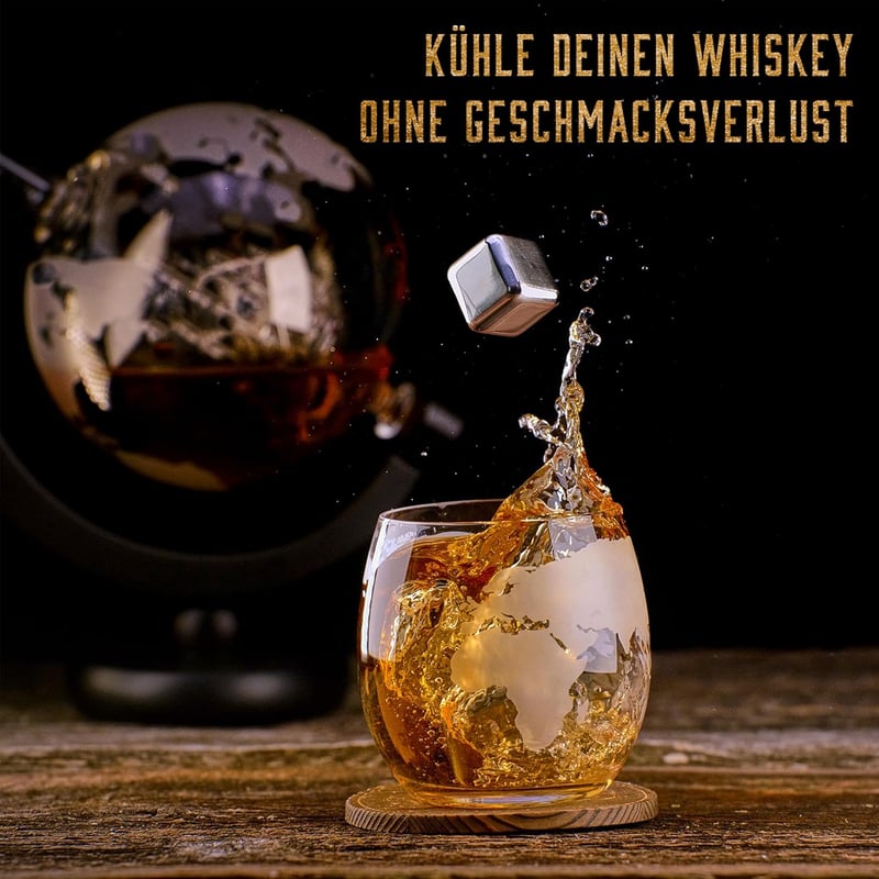 Whiskey Karaffe Set mit Globus Dekanter und 4 Gläsern - Geschenk für Männer