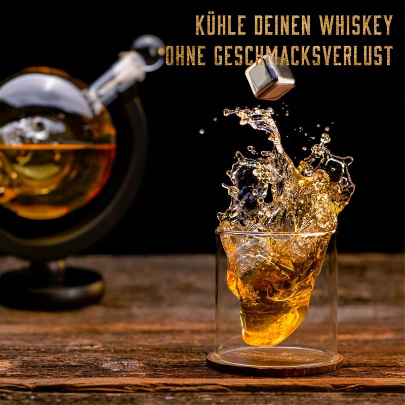 Whisky Geschenkset mit Skull Dekanter und 2 Gläsern, 900ml