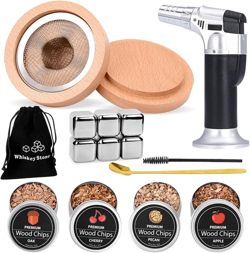 Whiskey-Smoker-Set mit 4 Rauchsägemehlen – ideales Vatertagsgeschenk für Männer