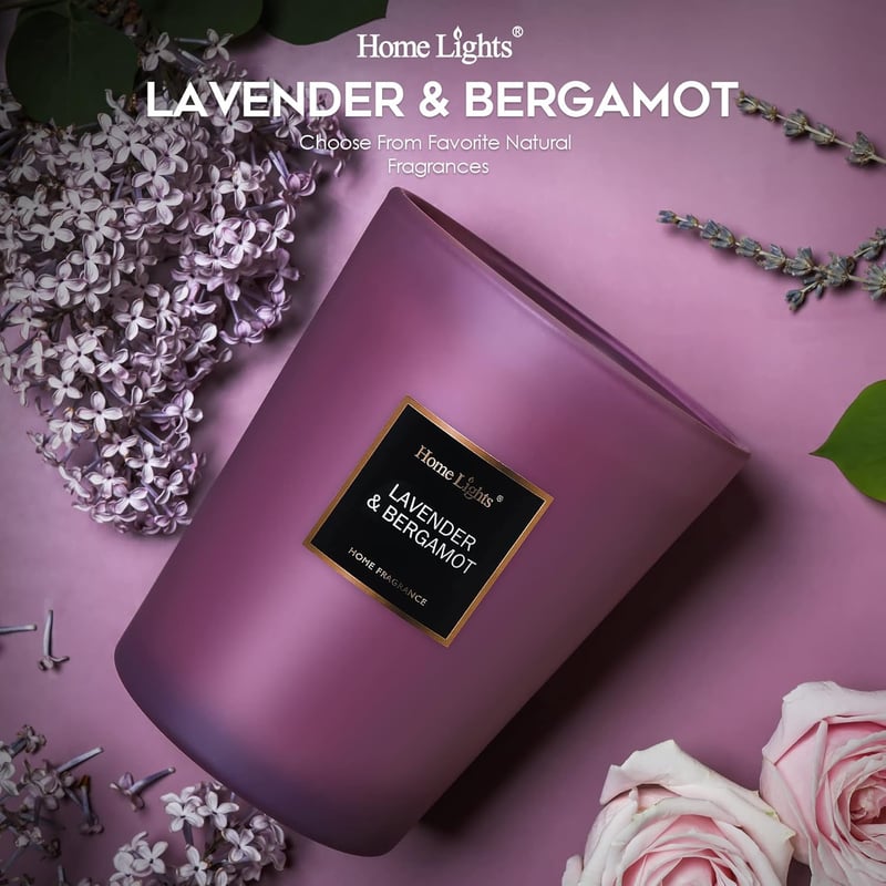 Lavendel-Bergamotte Soja-Kerze, 944 ml, rauchfrei, 130 Stunden Brenndauer
