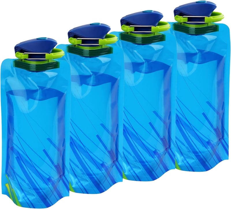 Faltbare Trinkflasche für Festivals – 4 Stück, BPA-frei, Blau