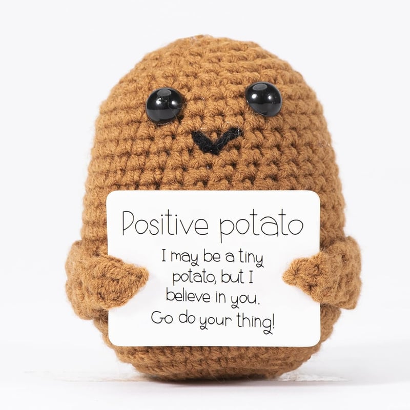 Positive Kartoffel Puppe aus Strickwolle – Mutmacher Geschenk für Frauen