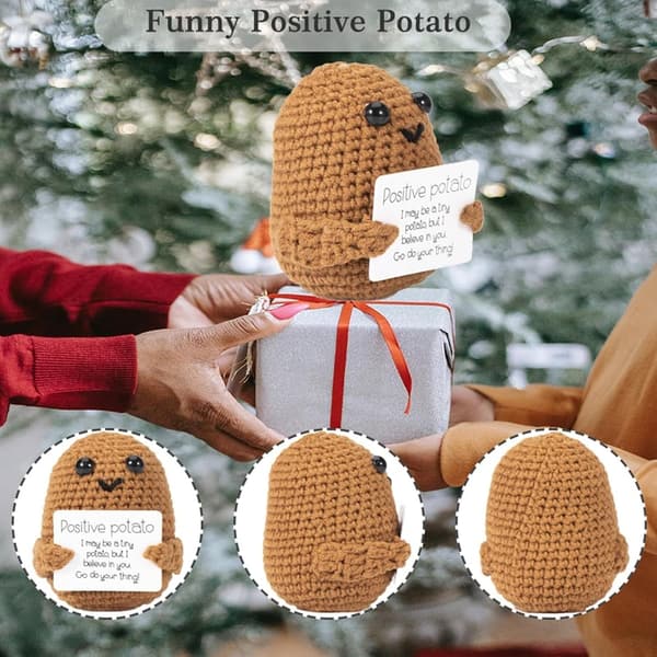 Positive Kartoffel Puppe aus Strickwolle – Mutmacher Geschenk für Frauen