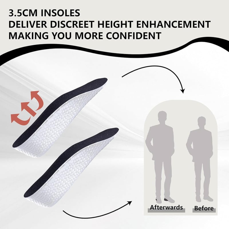 2 Stück Schuheinlagen mit 3,5 cm Erhöhung aus Memory Foam