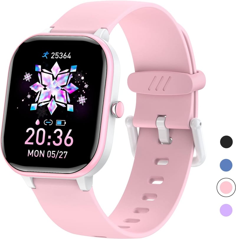 Wasserdichter Fitness Tracker für Kinder mit Herzfrequenzmesser (Rosa)