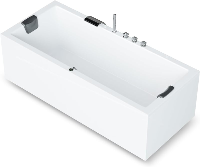 AQUADE ULM Acryl Badewanne 190x90 cm mit Komplettset und LED