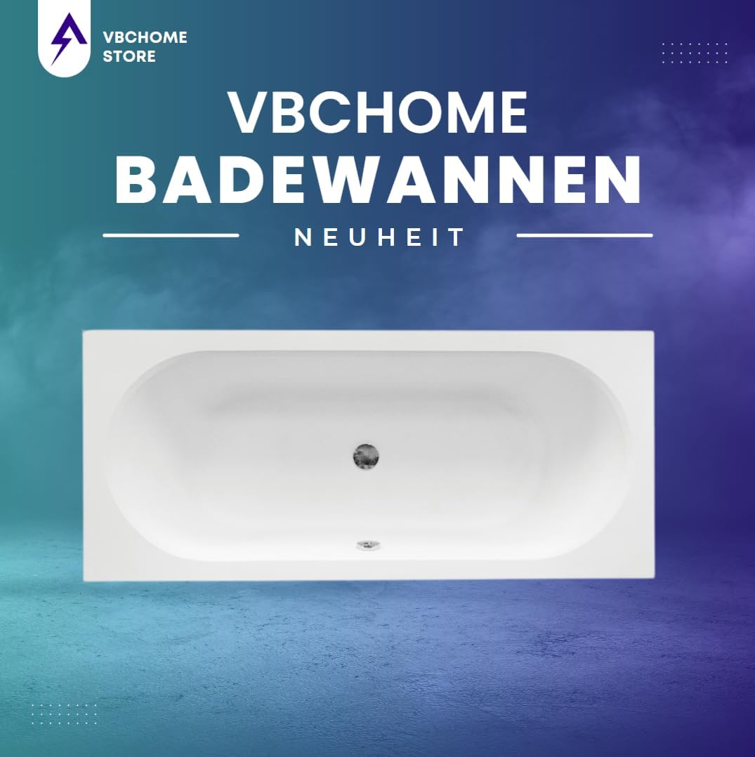 Acryl-Badewanne 160 x 75 cm mit Schürze und Ablaufgarnitur, modern