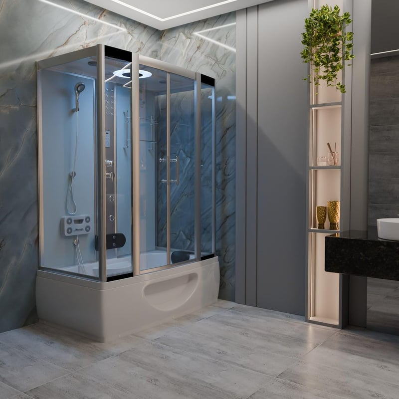 Duschtempel IKARIA 135x80x220cm mit Wanne und Regendusche