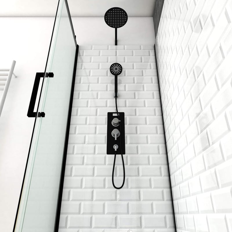 Komplettdusche White Stone 80 x 110 cm mit Schiebetür und Glasrückwand