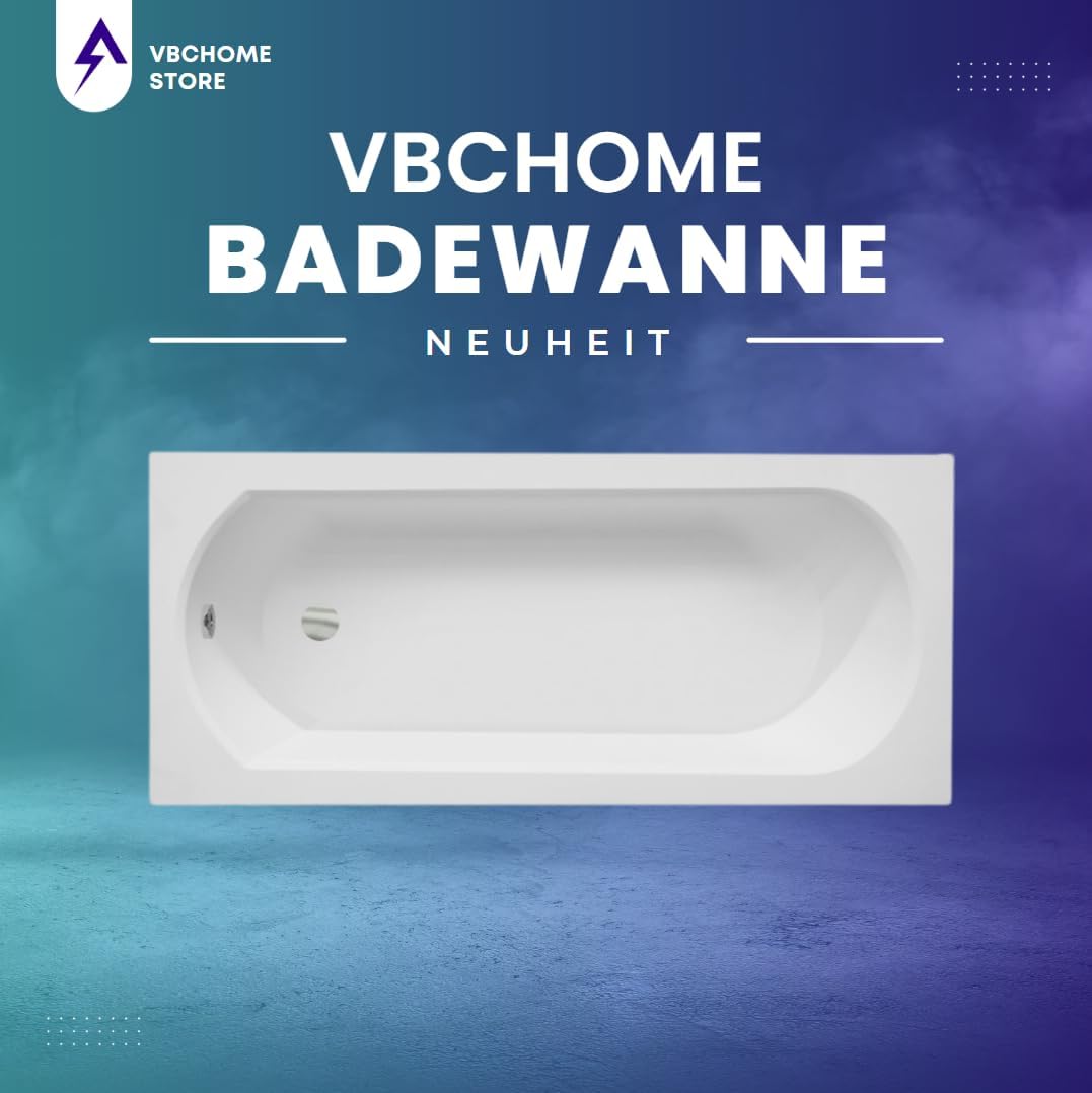 Badewanne 160x75 cm aus Acryl, modernes Design, SET 3in1 mit Siphon