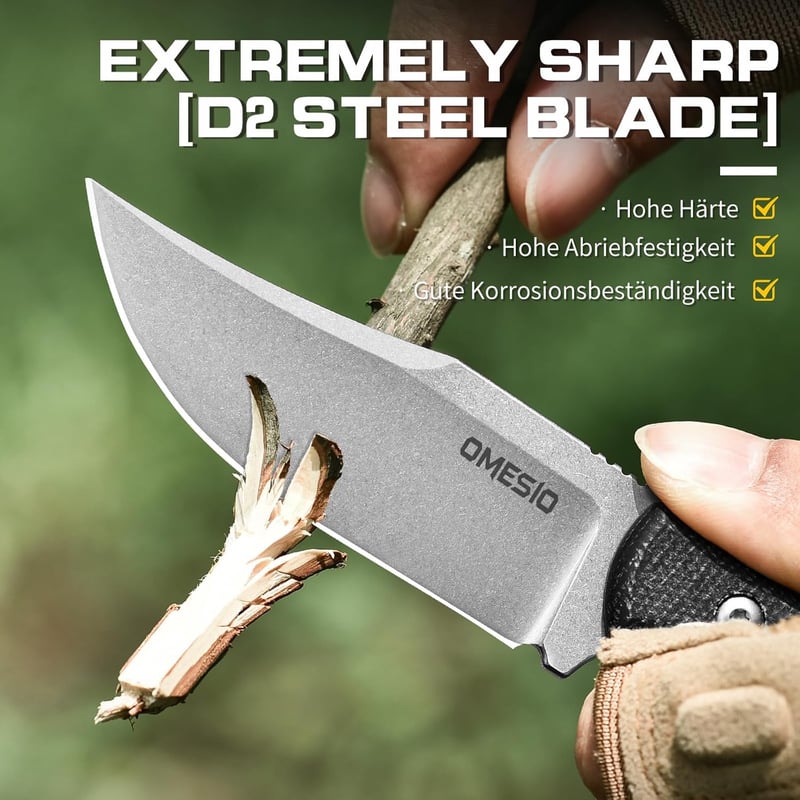 Kompaktes EDC Messer mit Kydex Scheide und D2 Stahl für Bushcraft