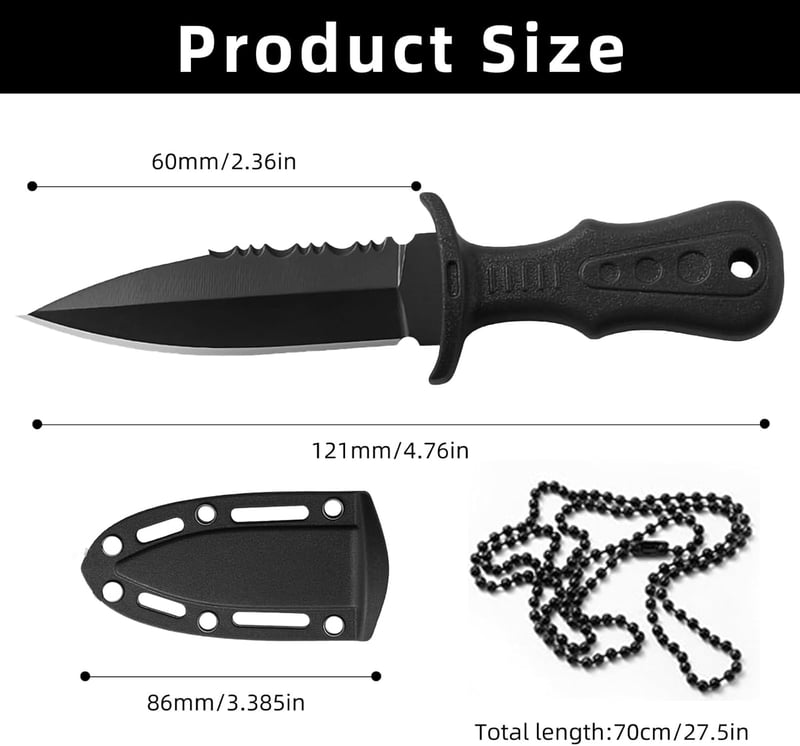 Outdoor Neck Knife Set – 2 Edelstahl Messer mit Gürtelkette und Kunststoffscheide