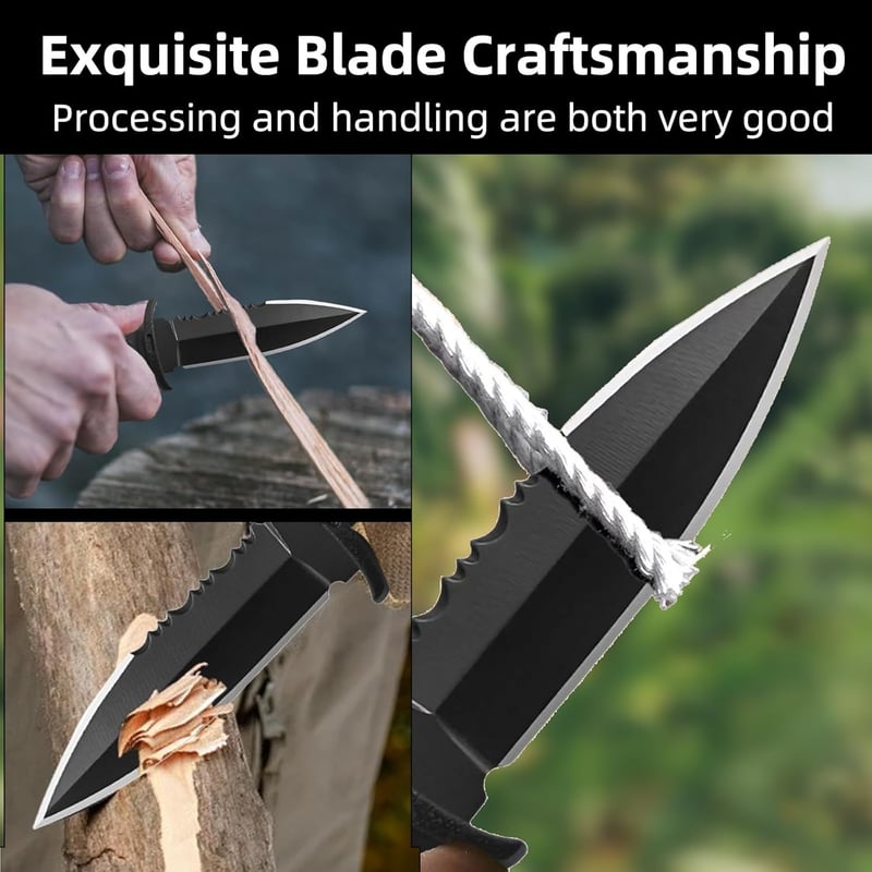 Outdoor Neck Knife Set – 2 Edelstahl Messer mit Gürtelkette und Kunststoffscheide