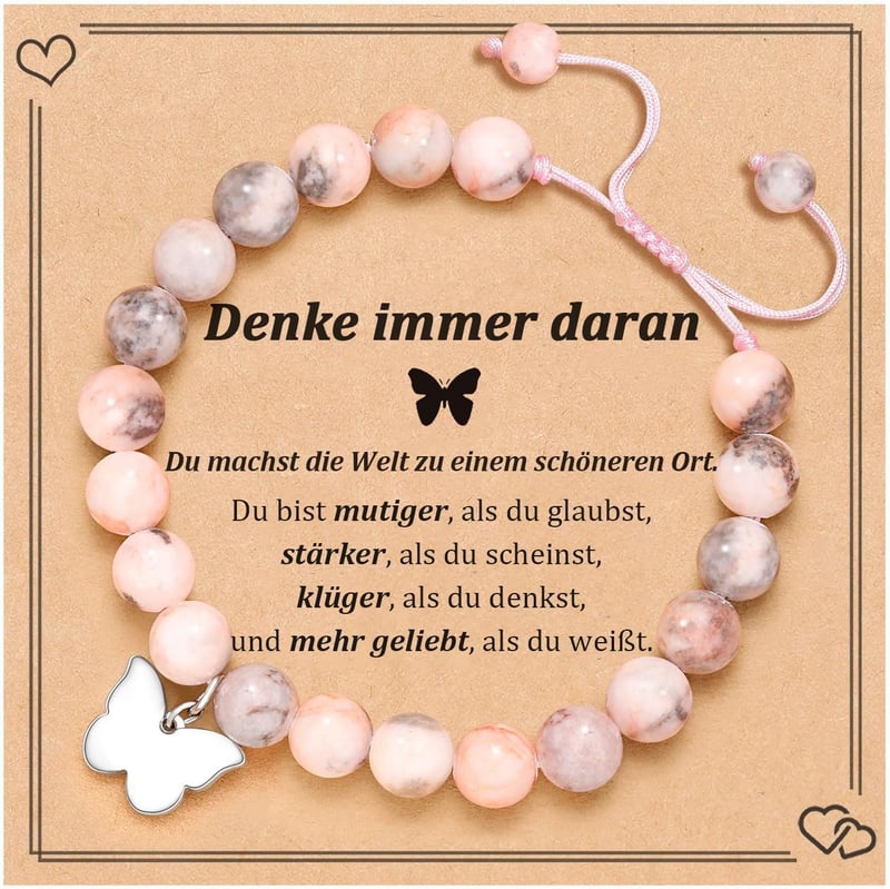 Schmetterling-Naturstein-Armband für Mädchen zum Geburtstag
