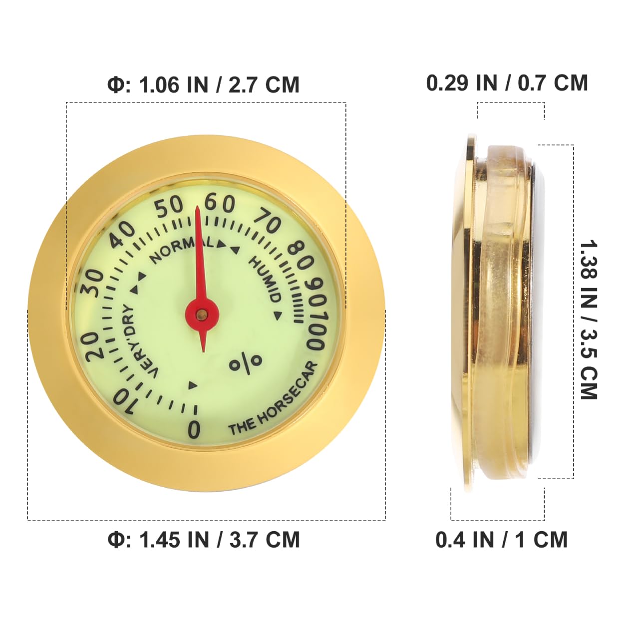 Analoges Hygrometer für Humidor mit feuchtigkeitsmessender Aufbewahrungsbox
