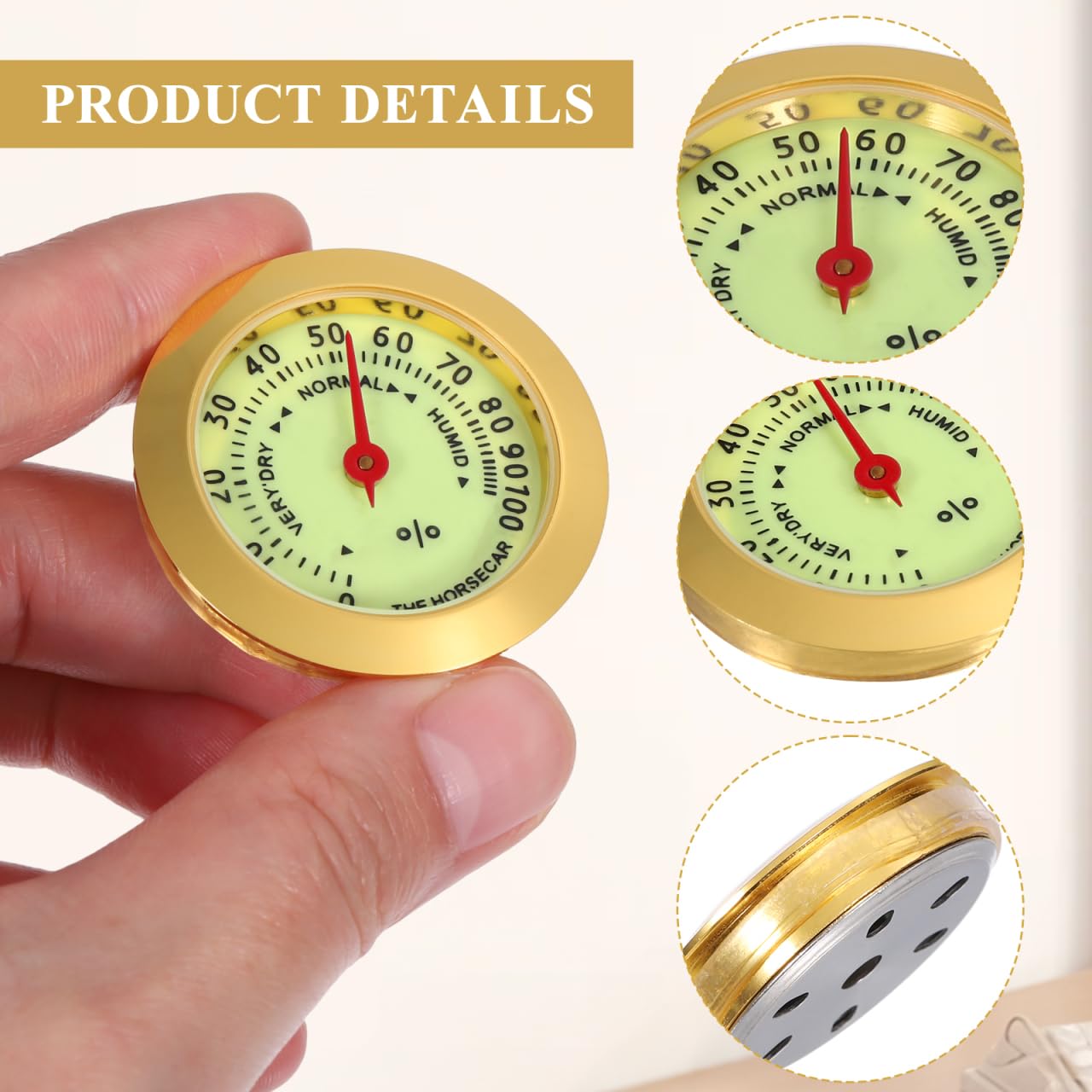 Analoges Hygrometer für Humidor mit feuchtigkeitsmessender Aufbewahrungsbox