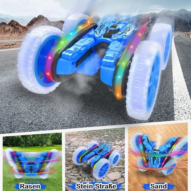 Ferngesteuertes Stunt-Auto mit 360° Drehung für Kinder, Blau