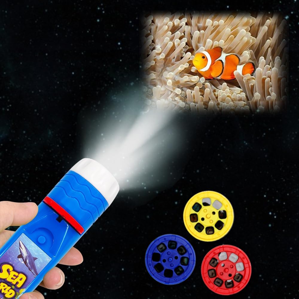 Wildtiertaschenlampe mit Projektor für Kinder, 2er-Pack, 48 Bilder