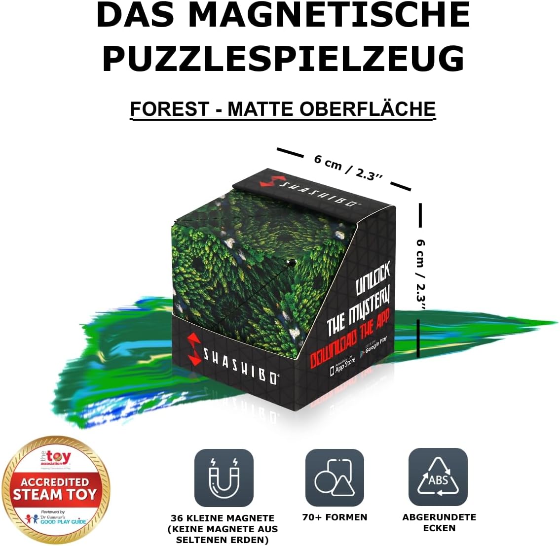 Preisgekrönter SHASHIBO Zappelwürfel – 70 Formvariationen, Wild Series Forest
