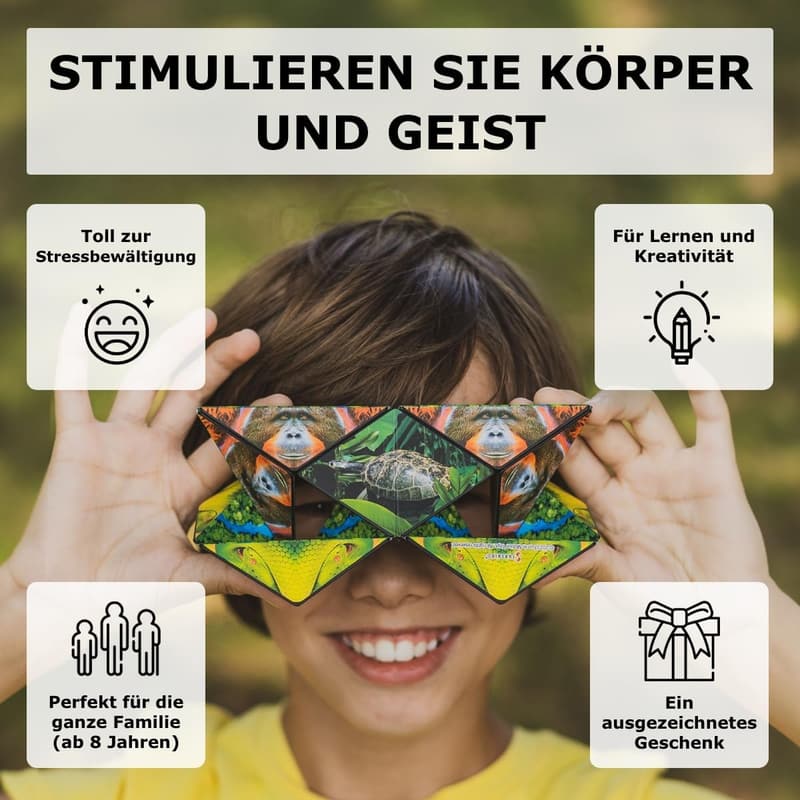 Preisgekrönter SHASHIBO Zappelwürfel – 70 Formvariationen, Wild Series Forest