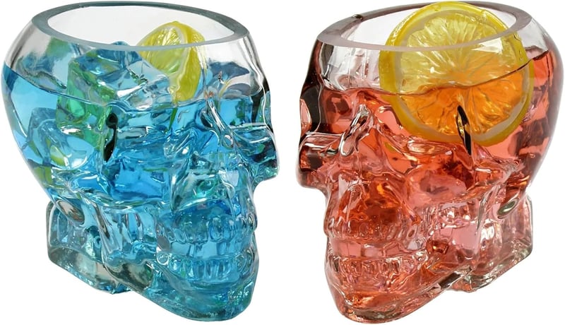 Schädel Whiskygläser 350ml, 2er Set – Totenkopf Trinkgläser für Bar und Zuhause