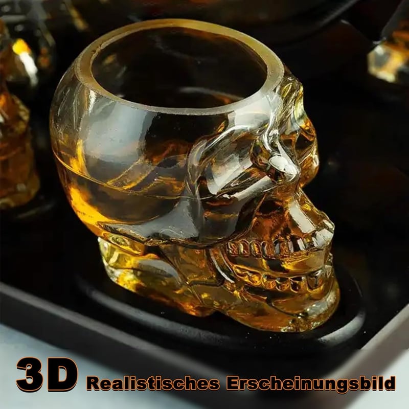 Schädel Whiskygläser 350ml, 2er Set – Totenkopf Trinkgläser für Bar und Zuhause