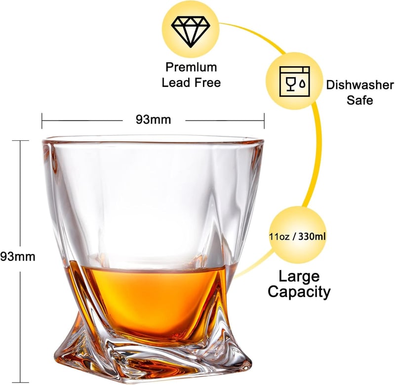 Whisky Gläser Set mit 2 Kristallgläsern und Eiskugelformen – 320 ml