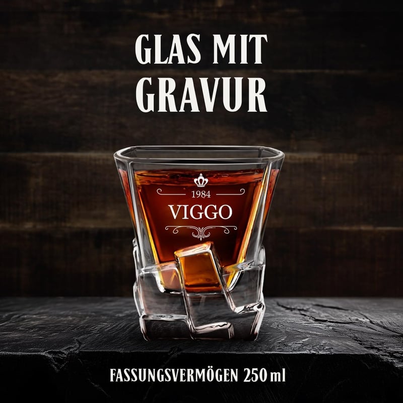 Personalisierte Whiskygläser mit Gravur - 250 ml für Männer