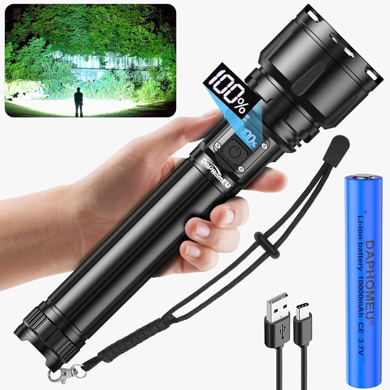 Wiederaufladbare wasserdichte LED Taschenlampe 500000 Lumen für Outdoor Aktivitäten
