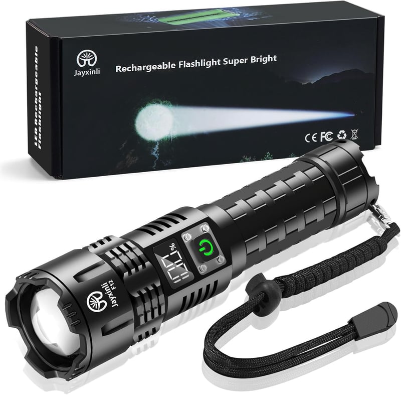 Aufladbare taktische Taschenlampe 500.000 Lumen mit Zoom und 3 Lichtmodi