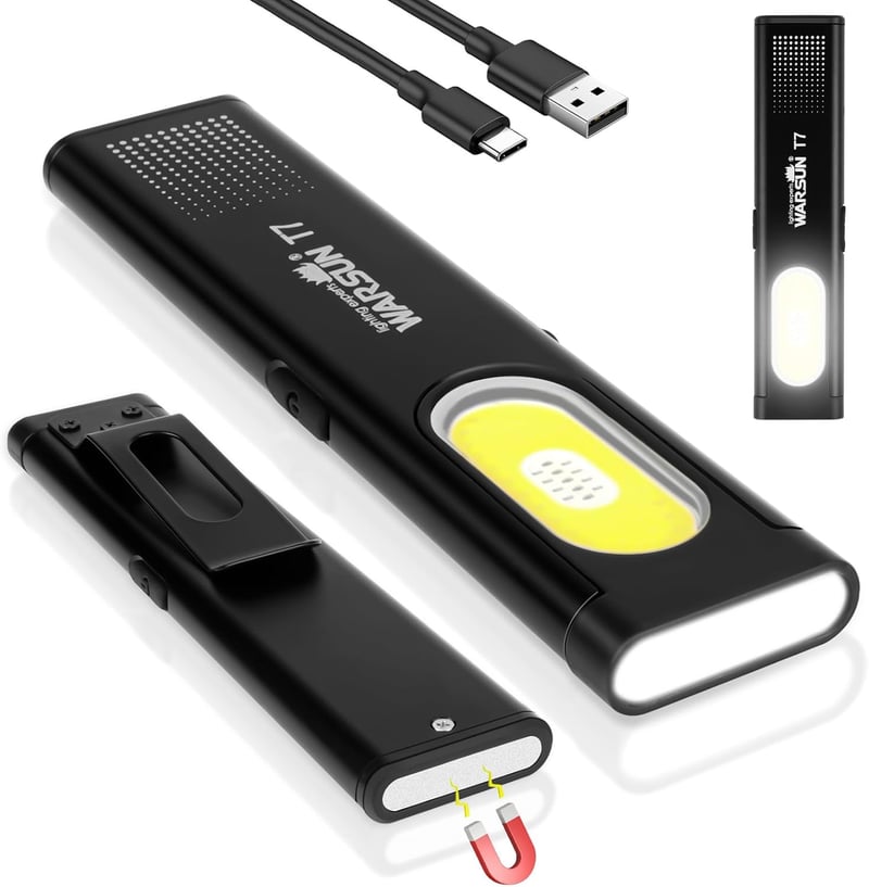 Wiederaufladbare LED Arbeitsleuchte mit Magnet & Clip für Haushalt und Werkstatt